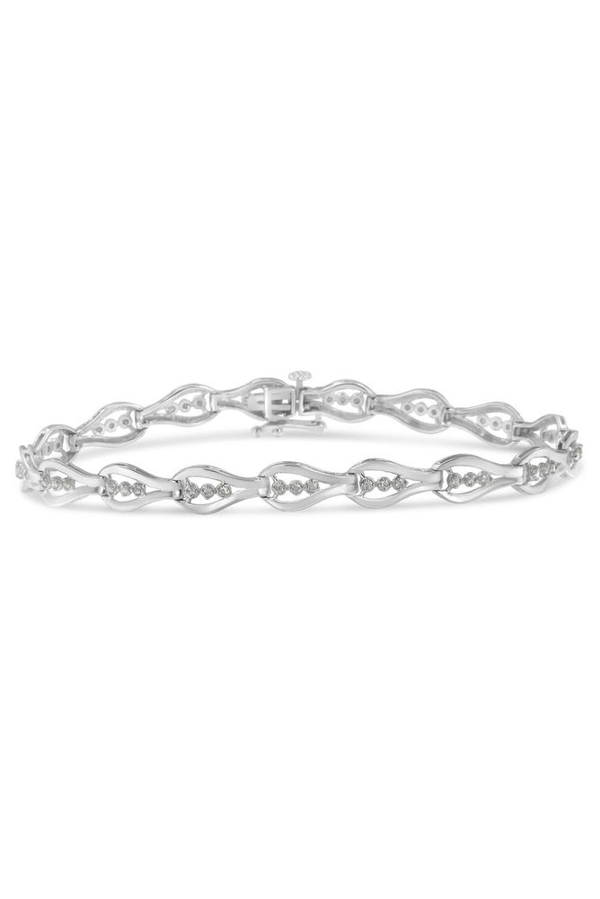 Sterling Silver Diamond Link Bracelet